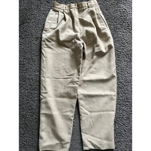 Liz Claiborne Petite Collection Tweed Wool Pants 8 Beige Tan pleats - Picture 1 of 5
